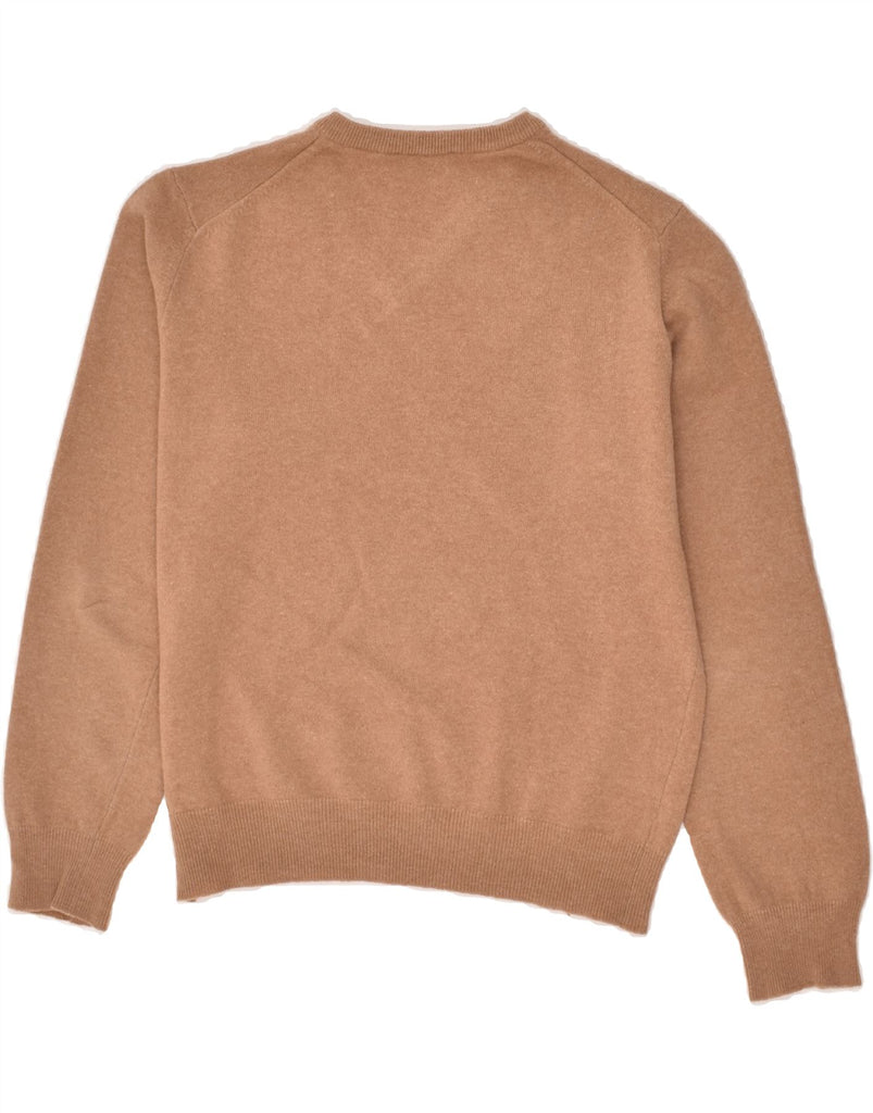 BROOKSFIELD Mens V-Neck Jumper Sweater IT 48 Small Beige Wool | Vintage Brooksfield | Thrift | Second-Hand Brooksfield | Used Clothing | Messina Hembry 