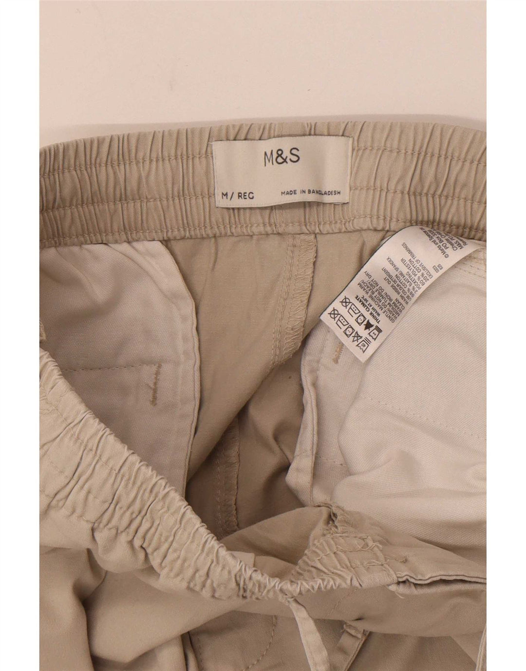 Marks & Spencer Mens Slim Chino Trousers Medium W32 L29 Beige Cotton