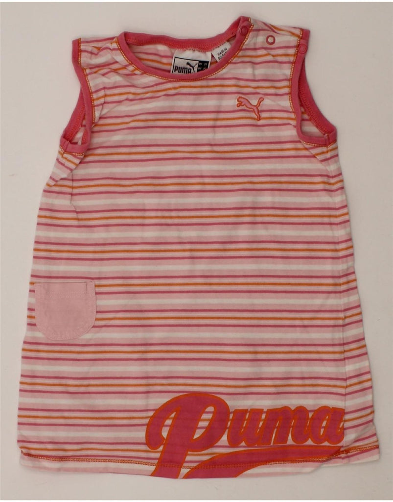 PUMA Baby Girls Graphic Sleeveless T-Shirt Dress 18-24 Months Pink Striped Vintage Puma and Second-Hand Puma from Messina Hembry 