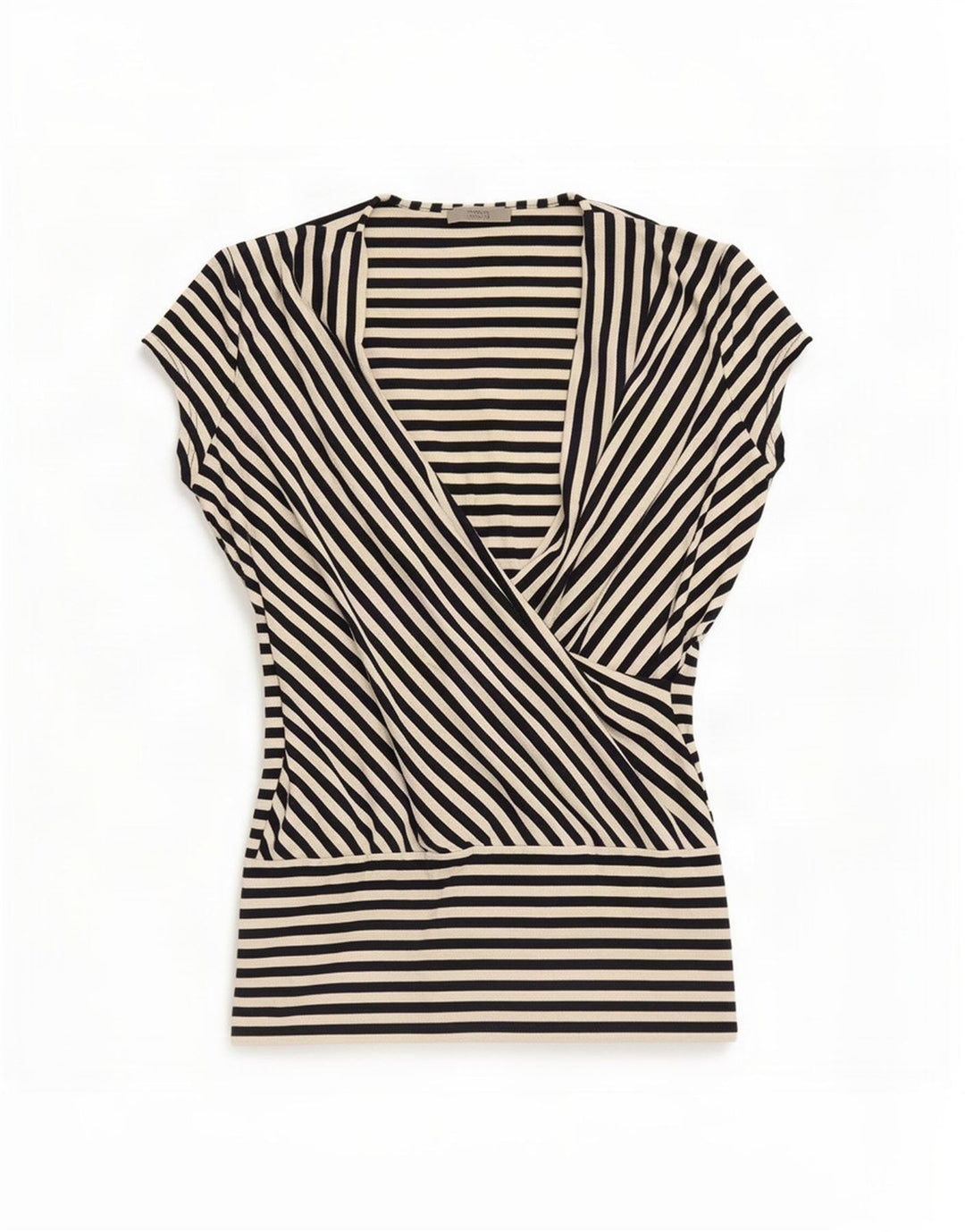 Marks & Spencer Womens Blouse Top UK 16 Large Black Striped Viscose
