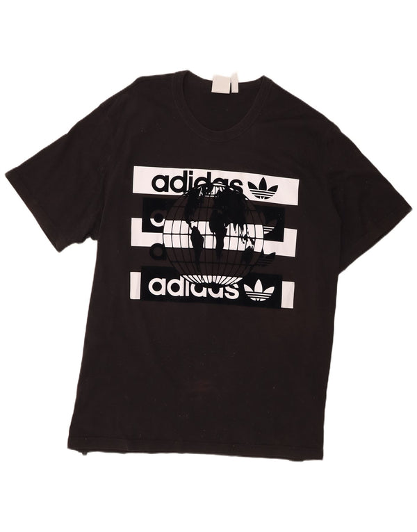 Adidas Mens Graphic T-Shirt Top 2XL Black Cotton