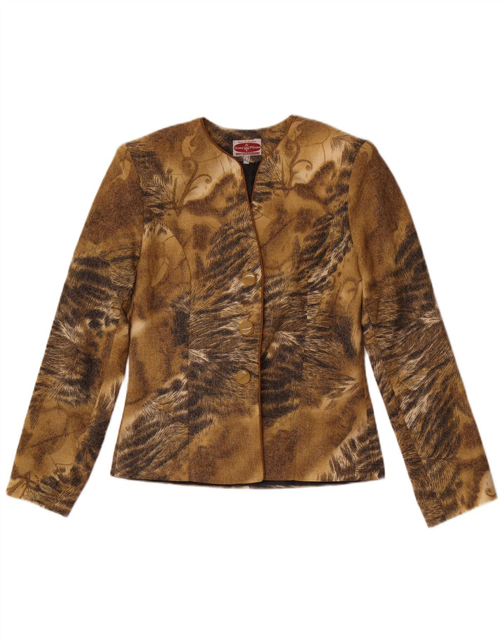 Vintage Womens 3 Button Blazer Jacket IT 42 Medium Brown Animal Print