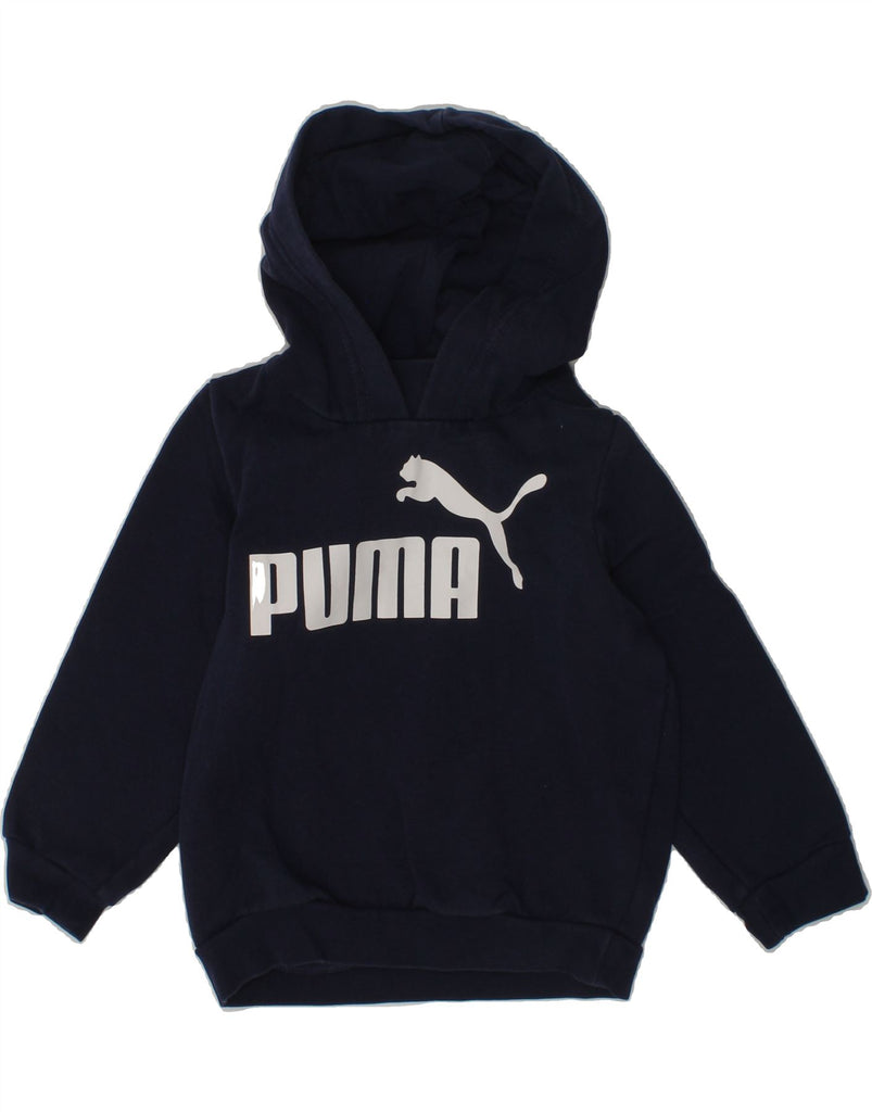 PUMA Baby Boys Graphic Hoodie Jumper 12-18 Months Navy Blue Cotton | Vintage Puma | Thrift | Second-Hand Puma | Used Clothing | Messina Hembry 