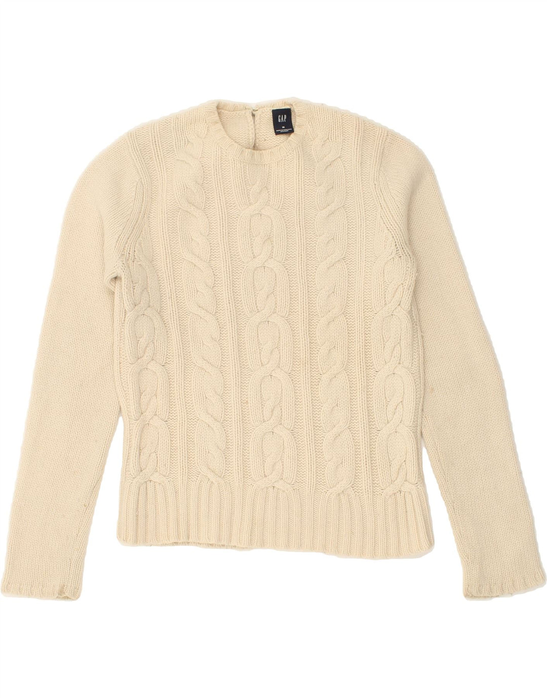 GAP Womens Crew Neck Jumper Sweater UK 14 Medium Beige Vintage Gap and Second-Hand Gap from Messina Hembry 