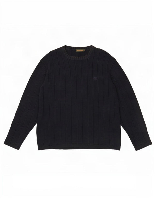 Timberland Mens Boat Neck Jumper Sweater Large Navy Blue Cotton