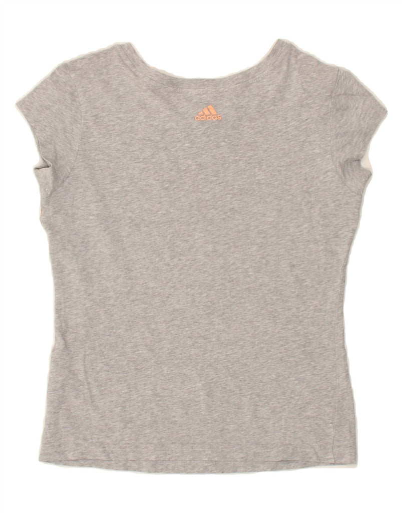 ADIDAS Womens Oversized Crop Graphic T-Shirt Top UK 4/6 XS Grey Cotton Vintage Adidas and Second-Hand Adidas from Messina Hembry 