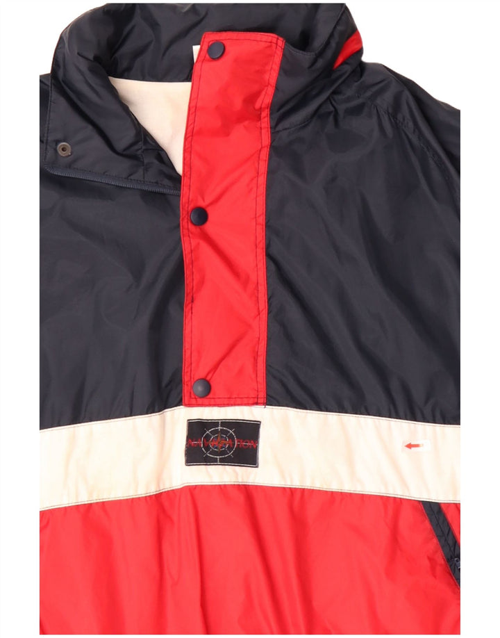 Marcel Clair Mens Anorak Jacket UK 40 Large Navy Blue Colourblock Polyamide