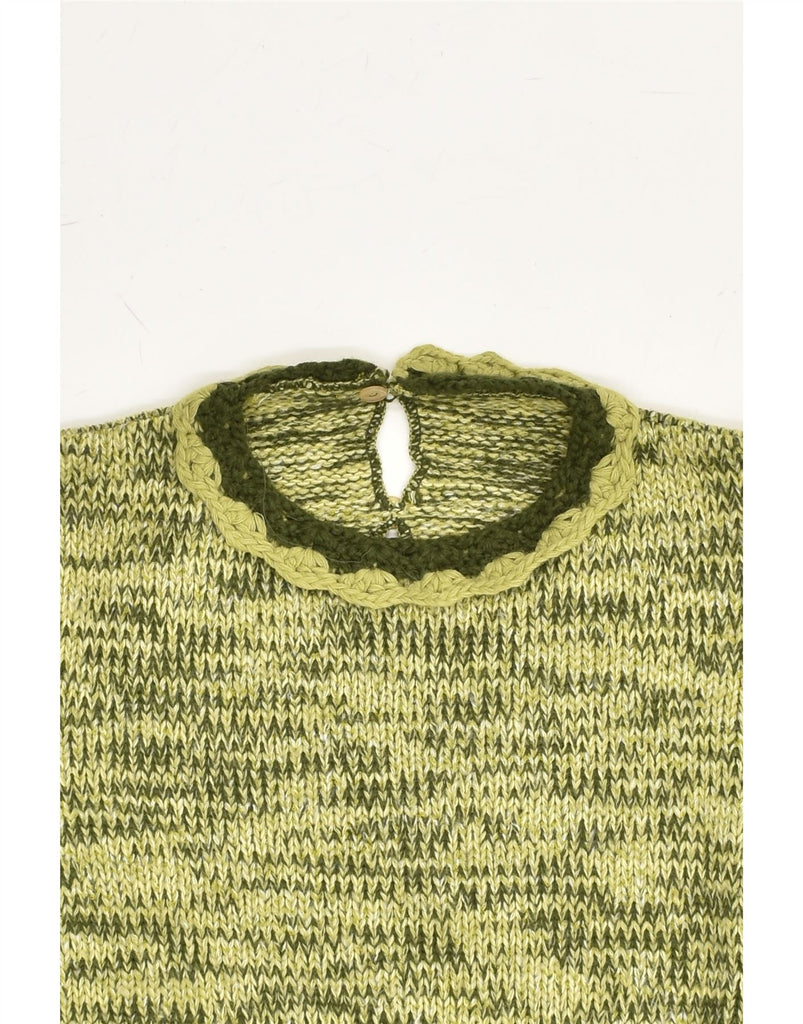 VINTAGE Womens Crew Neck Jumper Sweater UK 14 Medium Green Flecked Wool | Vintage Vintage | Thrift | Second-Hand Vintage | Used Clothing | Messina Hembry 