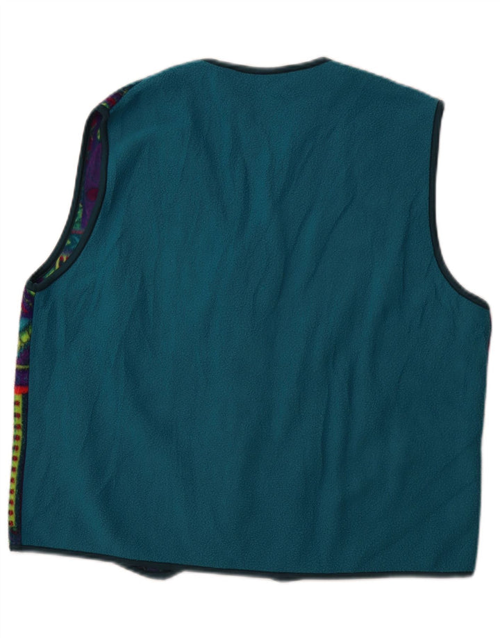 VINTAGE Mens Fleece Gilet UK 42 XL Multicoloured Geometric