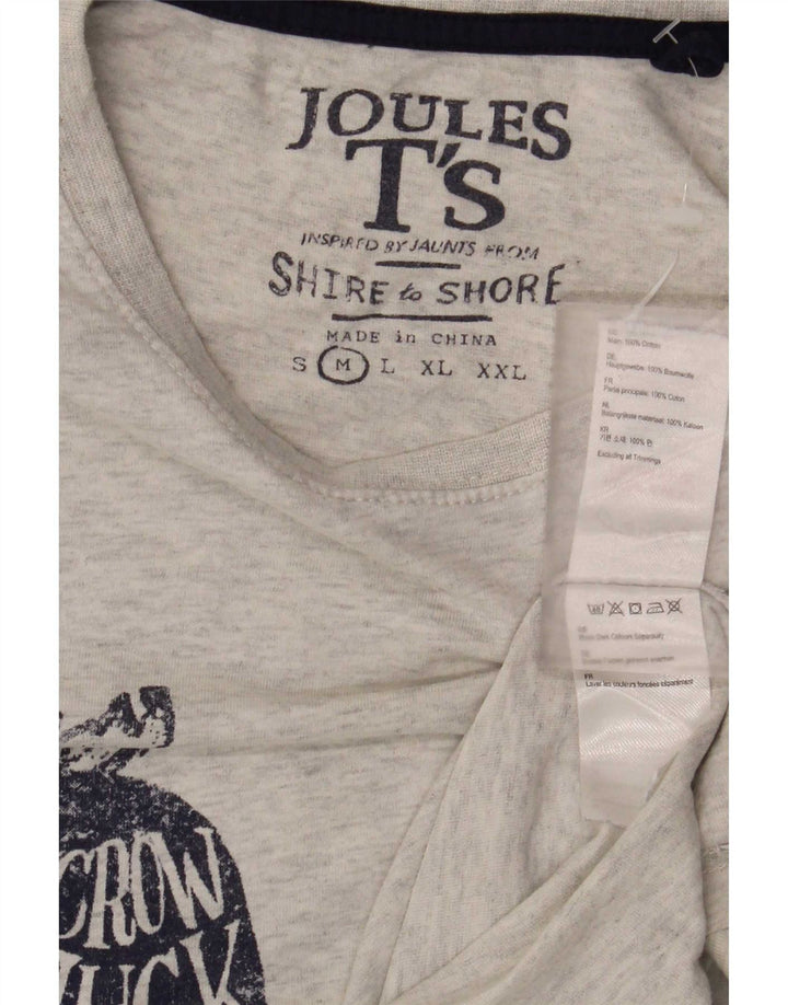 Joules Mens Graphic T-Shirt Top Medium Grey Cotton