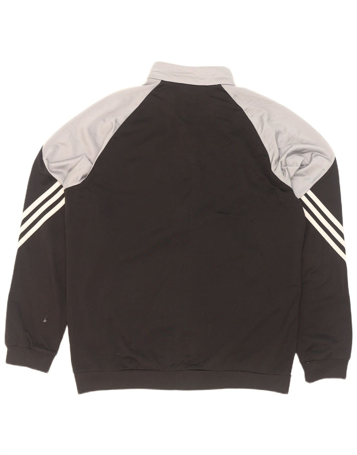 Adidas Mens Tracksuit Top Jacket Large Black Colourblock Polyester