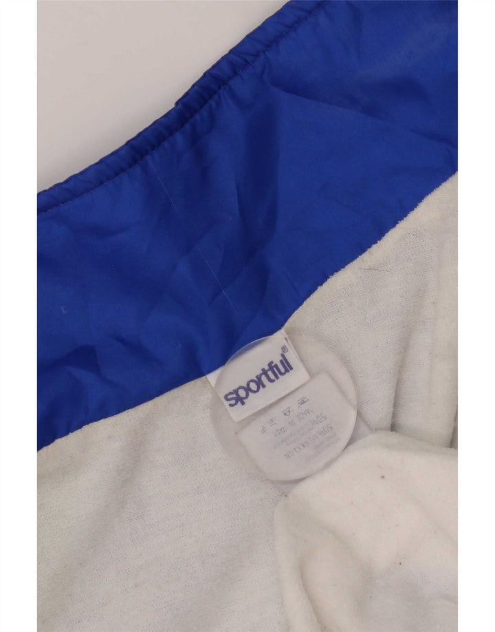 Vintage Mens Tracksuit Top Jacket XL Blue Geometric Polyester