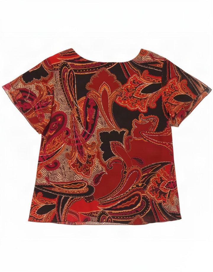 Marks & Spencer Womens Blouse Top UK 20 2XL Black Paisley Polyester
