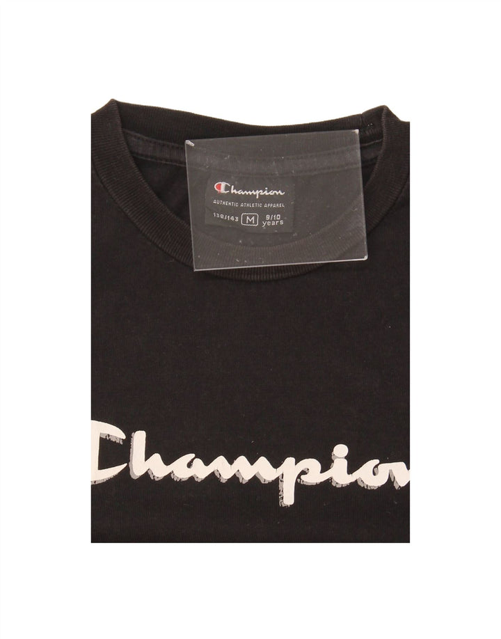 CHAMPION Boys Graphic T-Shirt Top 9-10 Years Medium Black