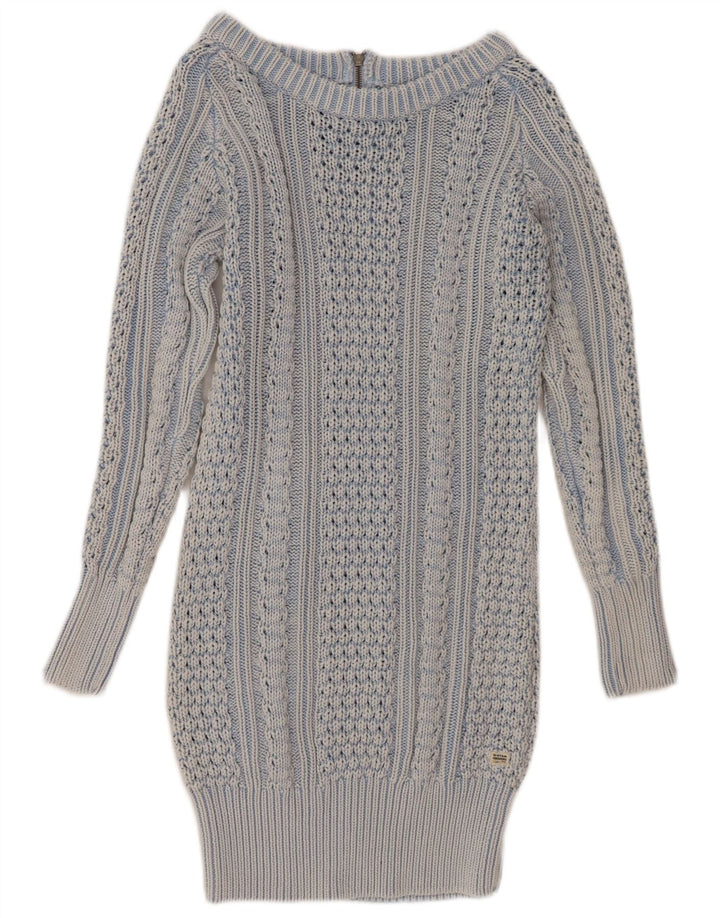 G-Star Womens Oversized Jumper Dress UK 10 Small Blue Cotton