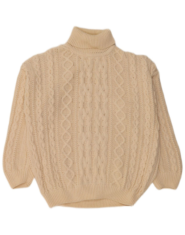FRITZI Womens Oversized Roll Neck Jumper Sweater UK 14/16 Large Beige