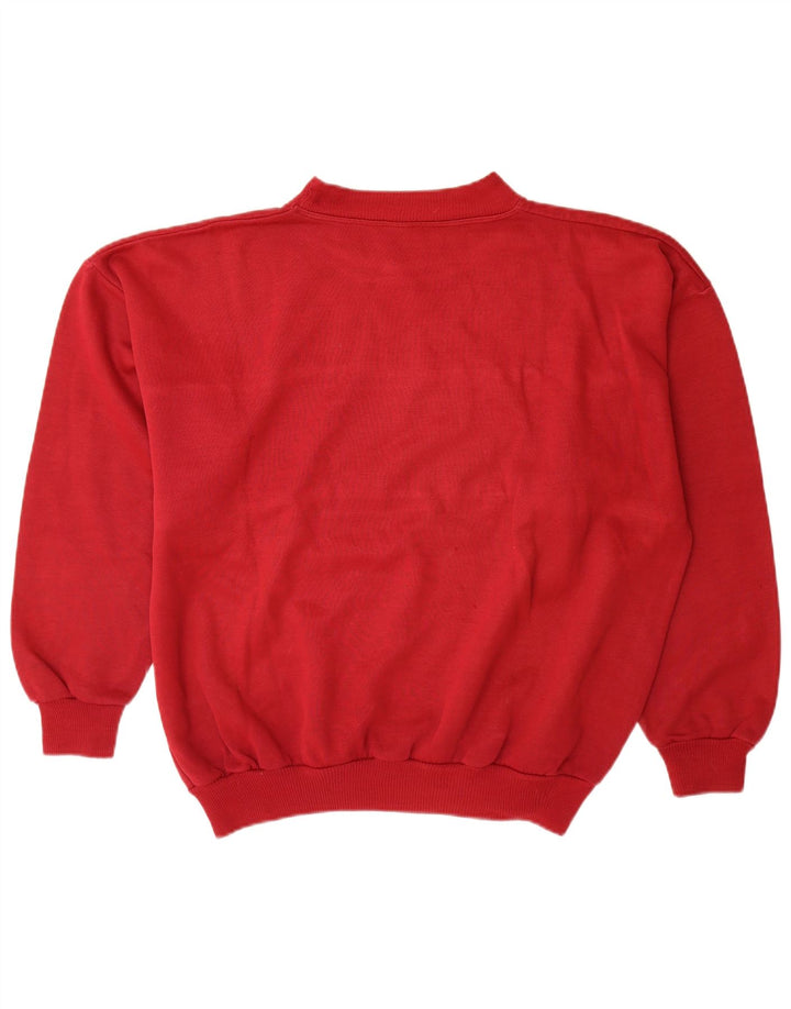 Vintage Mens Graphic Sweatshirt Jumper XL Red Colourblock