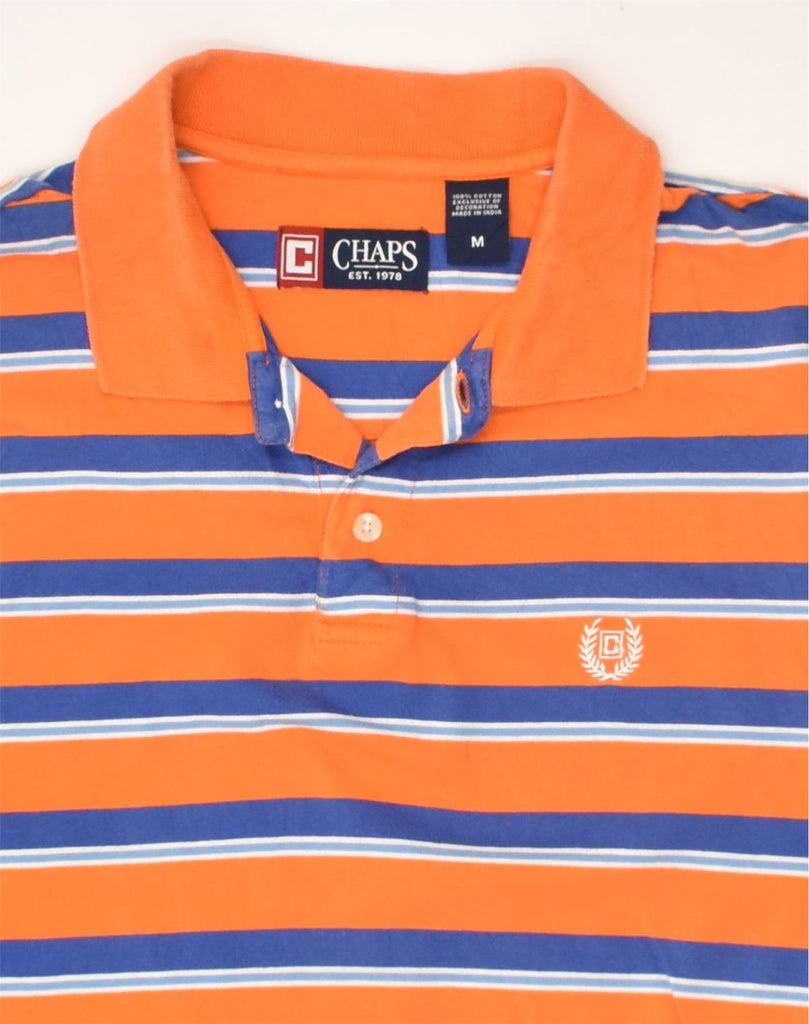 CHAPS Mens Polo Shirt Medium Orange Striped Cotton | Vintage Chaps | Thrift | Second-Hand Chaps | Used Clothing | Messina Hembry 