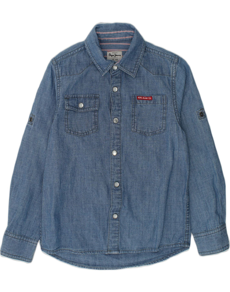 PEPE JEANS Boys London Graphic Denim Shirt 5-6 Years Blue Cotton | Vintage PEPE Jeans | Thrift | Second-Hand PEPE Jeans | Used Clothing | Messina Hembry 