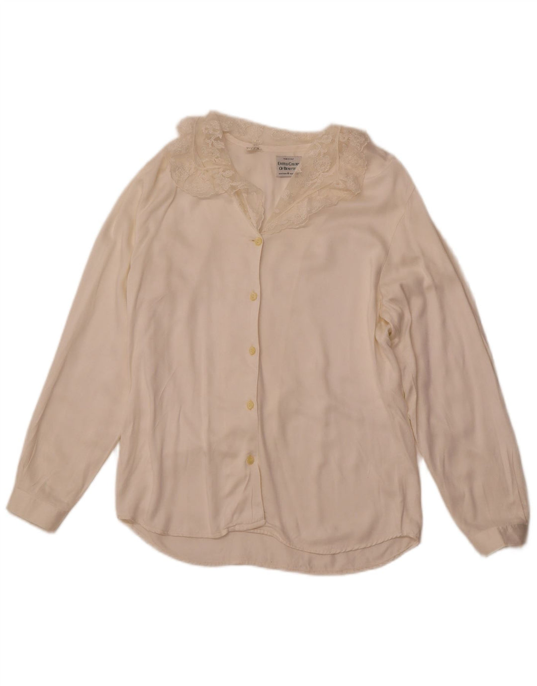 BENETTON Womens Shirt Blouse IT 44 Medium Off White Viscose