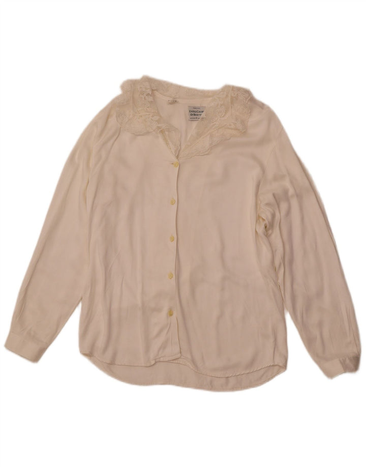 BENETTON Womens Shirt Blouse IT 44 Medium Off White Viscose
