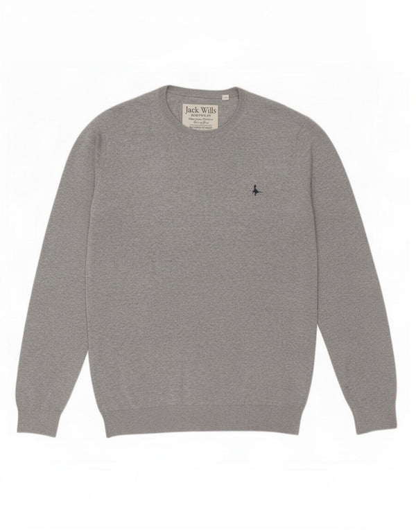 Jack Wills Mens Crew Neck Jumper Sweater XL Grey Cotton