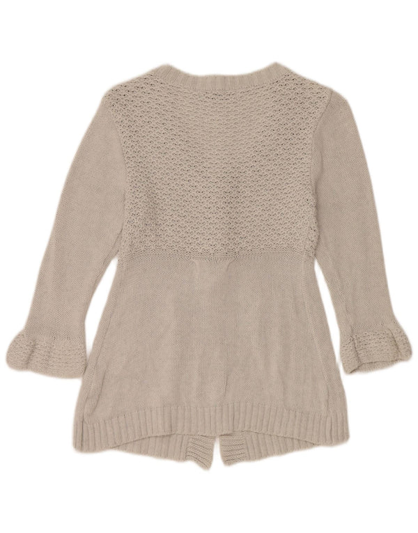 Zara Womens 3/4 Sleeve Cardigan Sweater UK 10 Small Grey Cotton