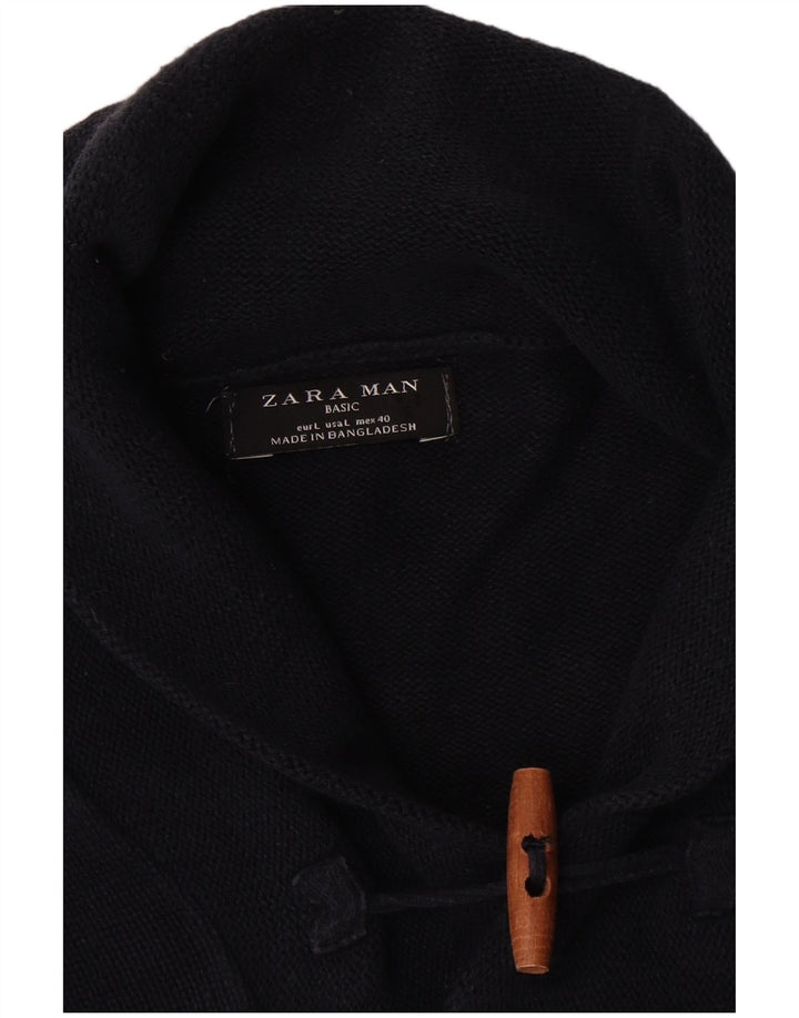 Zara Mens Shawl Neck Jumper Sweater Large Navy Blue