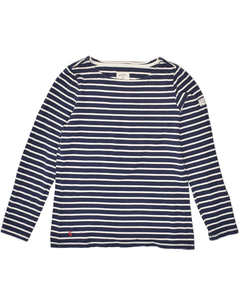 JOULES Womens Top Long Sleeve UK 12 Medium Navy Blue Striped Cotton | Vintage Joules | Thrift | Second-Hand Joules | Used Clothing | Messina Hembry 