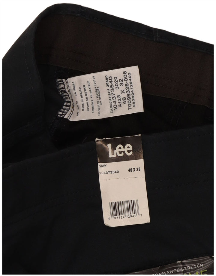 LEE Mens Extreme Comfort Straight Chino Trousers W48 L30  Navy Blue Cotton