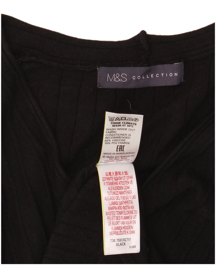 Marks & Spencer Womens V-Neck Jumper Sweater UK 8 Small  Black Viscose