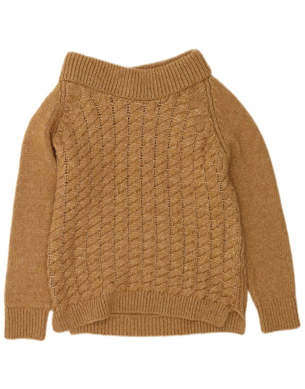 Massimo Dutti Womens Boat Neck Jumper Sweater UK 14 Medium Brown Acrylic