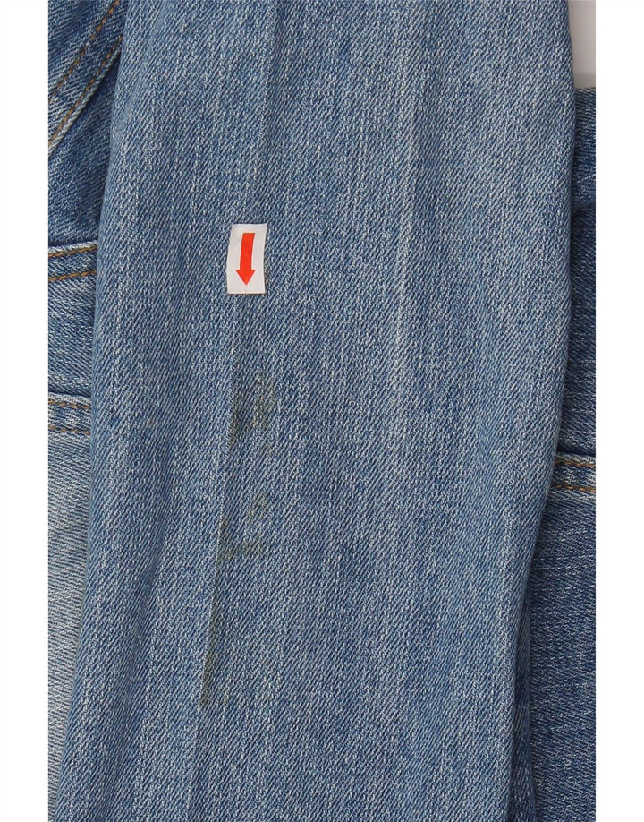 VINTAGE Womens Crop Denim Jacket UK 14 Large Blue Cotton