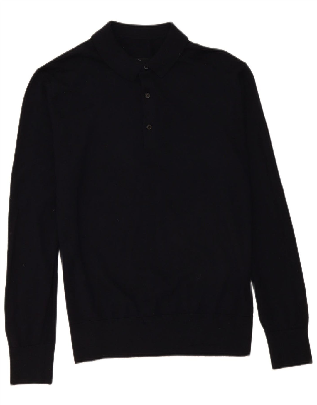 Vintage Mens Polo Neck Jumper Sweater Medium Navy Blue Merino Wool