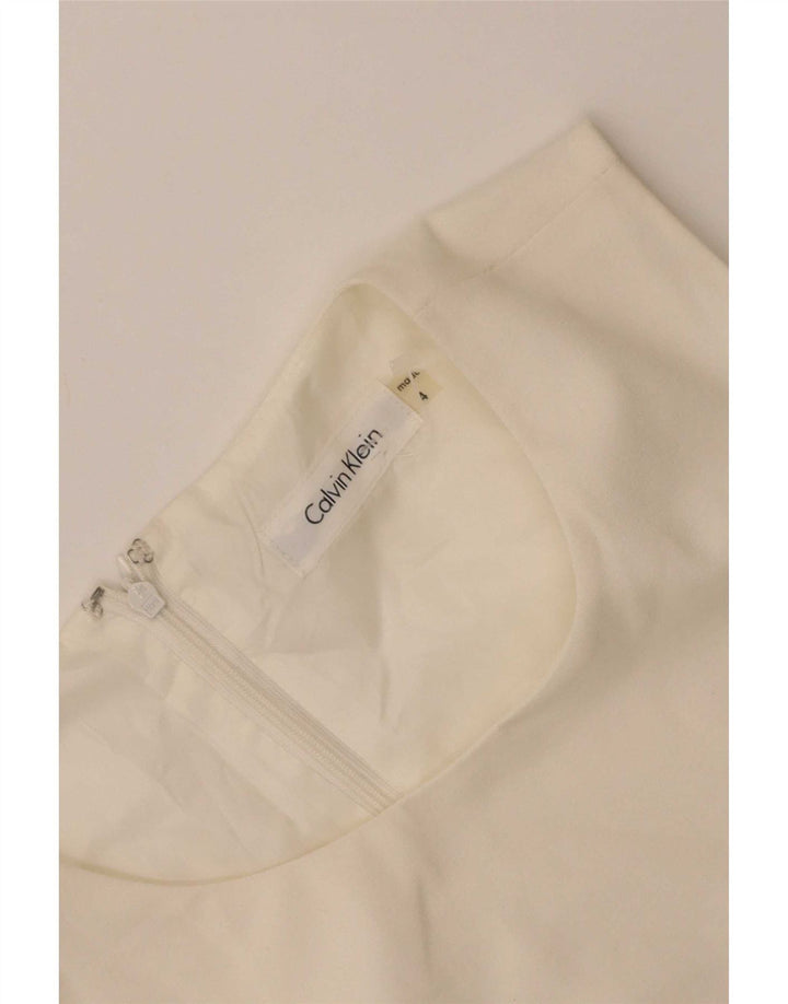 Calvin Klein Womens Sleeveless Sheath Dress US 4 Small Off White