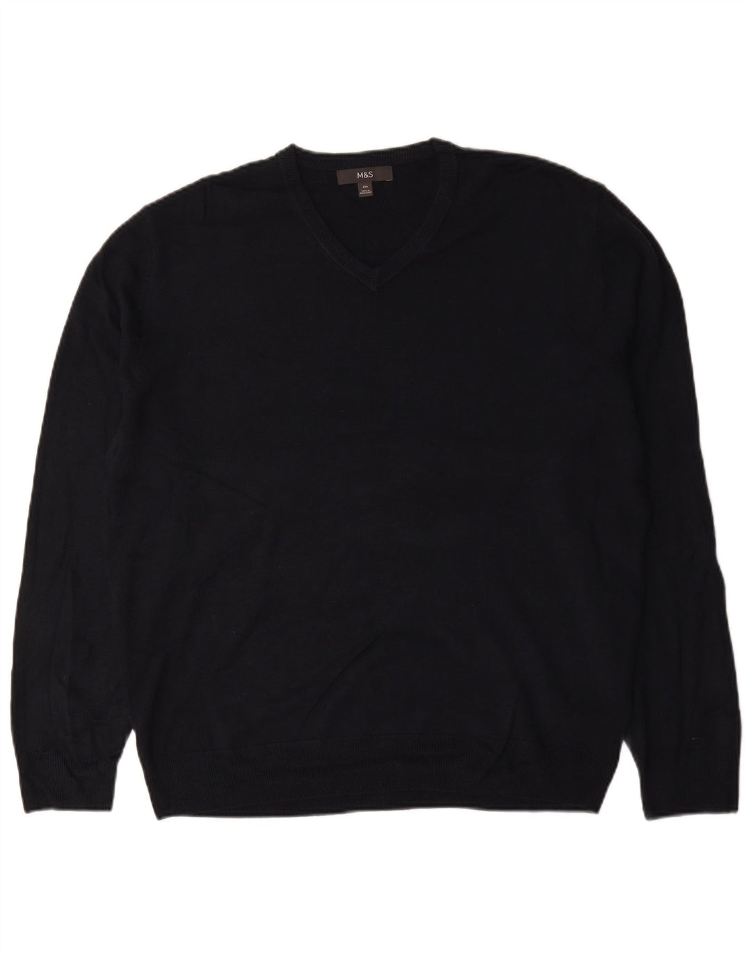 Marks & Spencer Mens V-Neck Jumper Sweater 2XL Black Acrylic