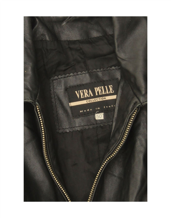VINTAGE Womens Leather Jacket IT 50 XL Black Leather Vintage Vintage and Second-Hand Vintage from Messina Hembry 