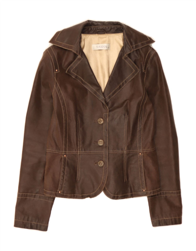 SASHA Womens Leather Jacket UK 10 Small Brown Leather Vintage Sasha and Second-Hand Sasha from Messina Hembry 