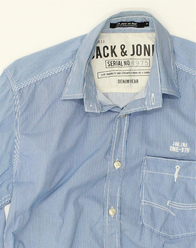 JACK & JONES Mens Shirt Small Blue Pinstripe Cotton | Vintage Jack & Jones | Thrift | Second-Hand Jack & Jones | Used Clothing | Messina Hembry 