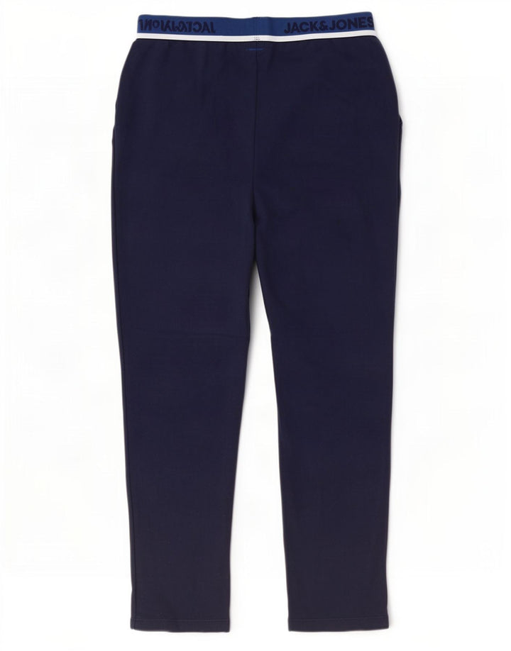 Jack & Jones Mens Graphic Tracksuit Trousers Large Navy Blue Cotton