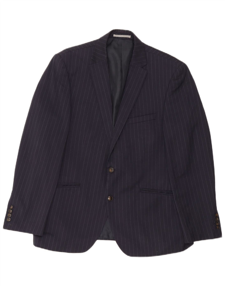 Marks & Spencer Mens Blazer Jacket IT 42 Medium Navy Blue Pinstripe