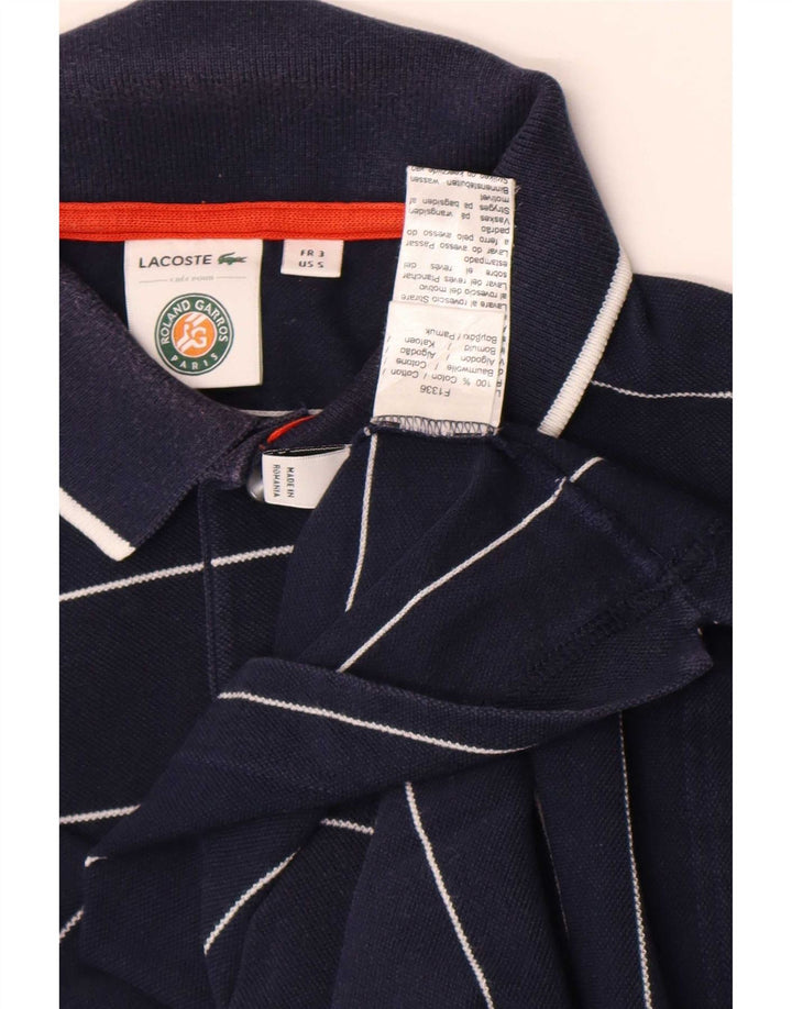 Lacoste Mens Polo Shirt Size 3 Small Navy Blue Striped Cotton