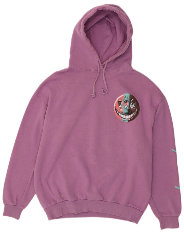 Pull & Bear Mens Graphic Loose Fit Hoodie Jumper Small Purple Cotton