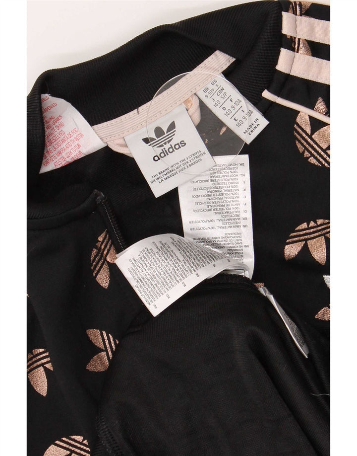 Adidas Boys Graphic Tracksuit Top Jacket 9-10 Years Black Polyester Sports
