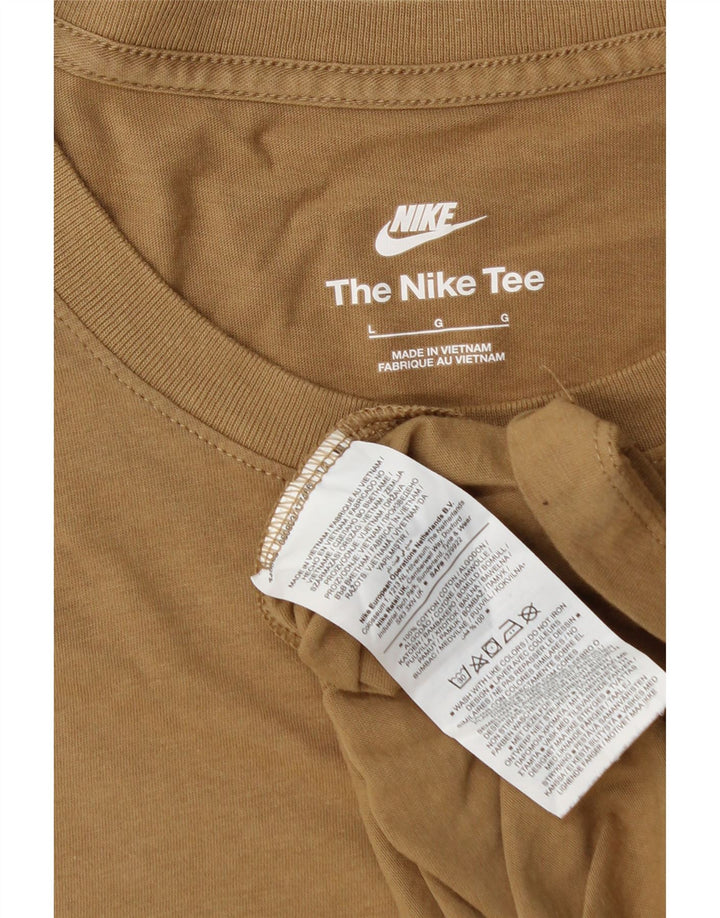 Nike Mens T-Shirt Top Large Brown Cotton