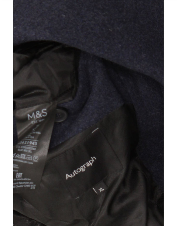 Marks & Spencer Mens Overcoat UK 42 XL Navy Blue Wool