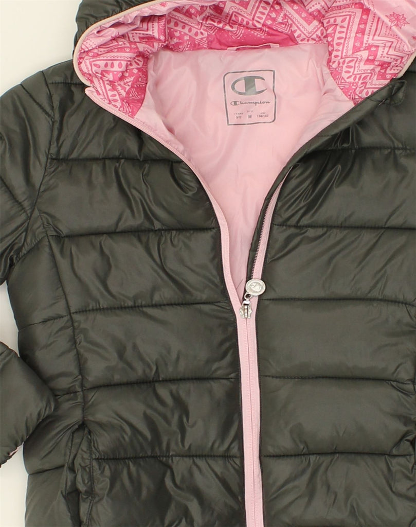 CHAMPION Girls Hooded Padded Jacket 9-10 Years Medium  Green Polyamide | Vintage Champion | Thrift | Second-Hand Champion | Used Clothing | Messina Hembry 