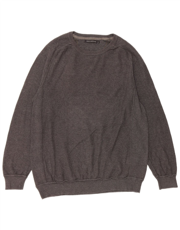French Connection Mens Boat Neck Jumper Sweater Medium Grey Cotton