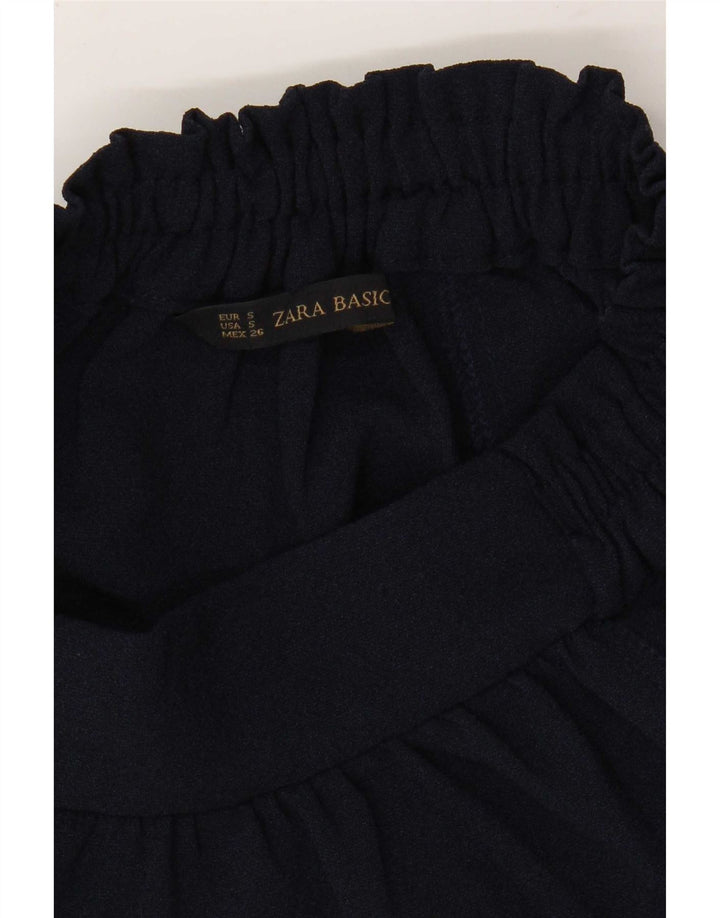 Zara Womens Flared Skirt Small W26 Navy Blue Polyester