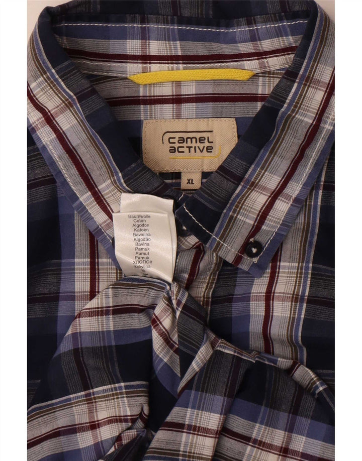 Camel Active Mens Shirt XL Navy Blue Plaid Cotton